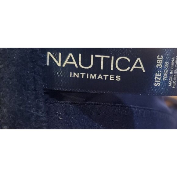 Nautica Intimates Navy Blue Nylon Padded Bra Size 38 C Wire Free - Picture 3 of 7